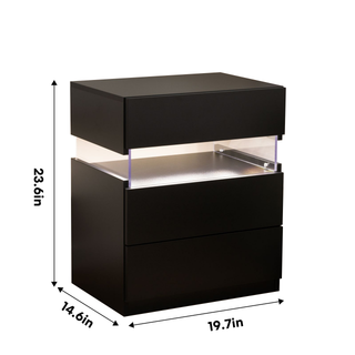 Sunvega Modern LED Nightstand with Acrylic Board and RGB Lights for Bedroom