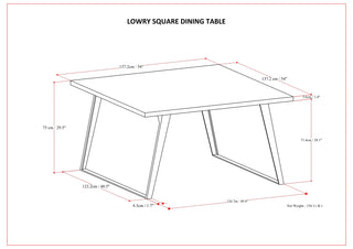 Sunvega Handcrafted Modern Industrial Square Dining Table for 8 with Solid Wood Oak Veneer