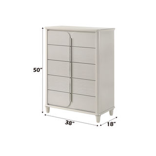Sunvega Sleek Modern Nightstand with Two Spacious Drawers in Pearl White Finish