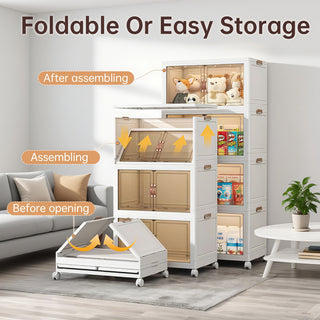 Sunvega Stackable Storage Bins with Front Access Doors for Bedroom Clothes