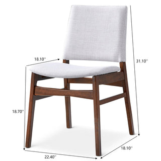 Sunvega Mid-Century Modern Light Gray Upholstered Fabric Dining Chair Set of 2