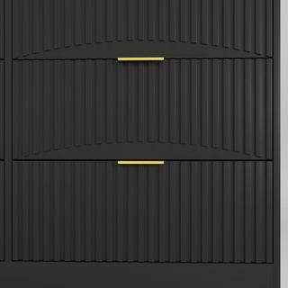 Sunvega Modern Wavy Pattern 6-Drawer Dresser with Ample Storage for Bedroom