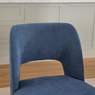 Sunvega Modern Fabric Upholstered Dining Chairs Set of 2 with Hollow-out Design and Curved Backrest