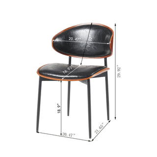 Sunvega Italian Mid-Century Modern Dining Chairs Set of 2 with PU Leather Seating