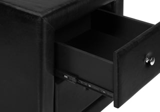 Sunvega Upholstered Black Leather Look Nightstand with Two Storage Drawers