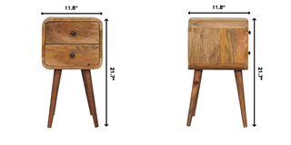 Sunvega Solid Mango Wood Nightstand with Two Drawers Oak-ish Finish