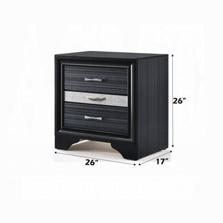 Sunvega Black Finish Wooden Nightstand with 3 Drawers and Curved Legs