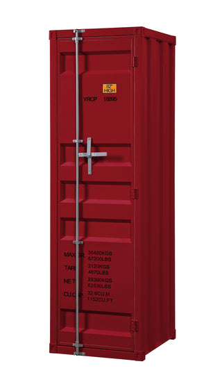 Sunvega Red 1-Door Wardrobe with Container Lock and Metal Shelf