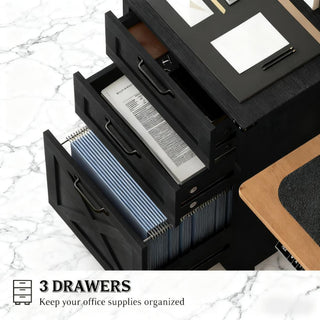 Sunvega Rustic Farmhouse File Cabinet with 3 Drawers for Organized Office Storage