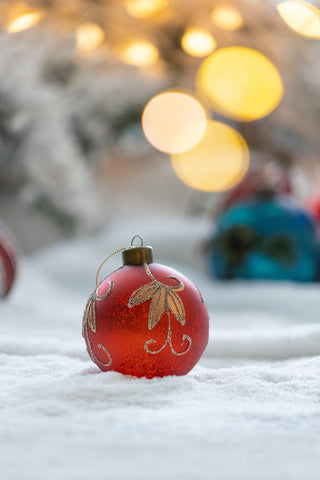 Sunvega Glass Glitter Painted Christmas Ball Ornaments Set of 12 for Holiday Decor