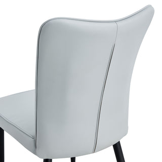 Sunvega PU Leather Dining Chairs with Curved Backrest and Silver Metal Legs Set of 4