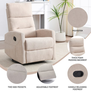 Sunvega Manual Recliner Chair with 360 Degree Swivel and Rocking Function in Grey Fabric