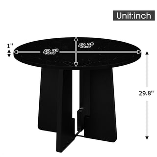 Sunvega 43 Inch Faux Marble Round Dining Table for 4 with Durable MDF Construction