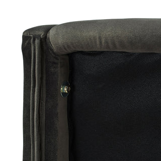 Sunvega King Size Dark Charcoal Grey Velvet Tufted Wingback Bed Frame