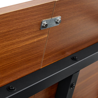 Sunvega Minimalist Dining Table with Walnut Textured MDF Top and Storage Shelf