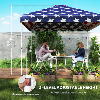Sunvega 10x10 ft American Flag Print Party Tent with Adjustable Height and Sidewall