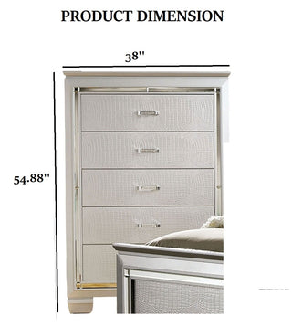 Sunvega Contemporary Silver Chest with Crocodile Texture Diamond Crust Handles
