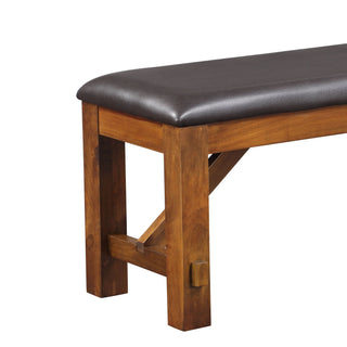 Sunvega Espresso and Walnut Bench with a Padded PU Cushion Seat and Rubberwood Legs