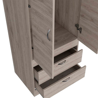 Sunvega Alabama Armoire with Two Drawers and a Large Double Door Cabinet