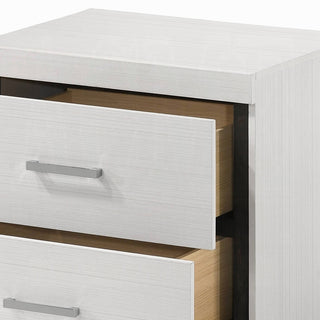 Sunvega Modern Contemporary White Finish Nightstand with Two Drawers and Metal Legs