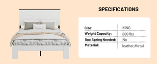 Sunvega Industrial Style Wood Platform King Bed Frame with Headboard and Storage
