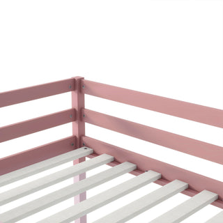 Sunvega Espresso Rubber Wood Low Height Loft Bed with Ladder for Bedroom