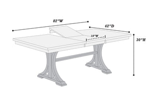 Sunvega Charcoal Color Wooden Dining Table with Trestle Base and Butterfly Leaf