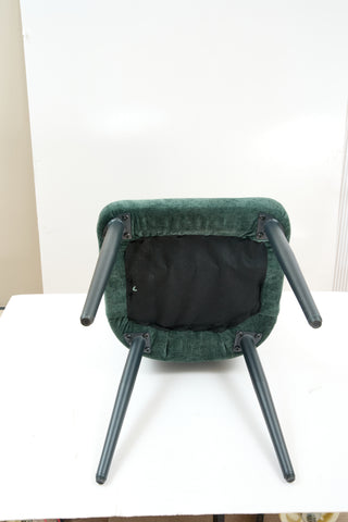 Sunvega Dark Green Fabric Armless Chair with Metal Legs for Kitchen Restaurant Living Room