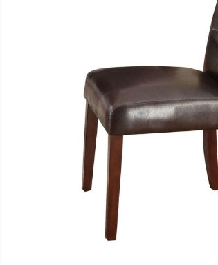 Sunvega Espresso Synthetic Leather & Walnut Finish Parson Style Side Chair Set of 2