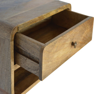 Sunvega Minimalist Wall Mounted Oak Finish Solid Wood Nightstand with Drawer