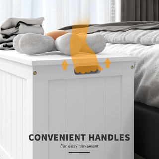 Sunvega White Wooden Storage Chest with Two Safety Hinges and Side Handles