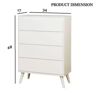Sunvega Mid-Century Modern Black Chest with 4 Recessed Handle Drawers and Tapered Legs