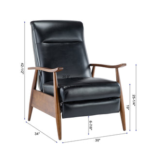 Sunvega Modern Chestnut Brown Wood Arm Push Back Recliner in Caramel