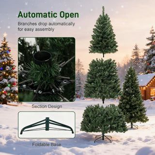 Sunvega Pencil Artificial Xmas Tree with Faux Snow Flocked Full Branch Tips Flame-retardant