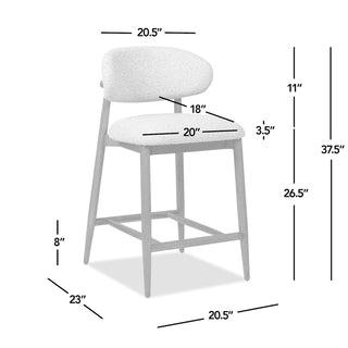 Sunvega Modern Upholstered Counter Stool with Comfortable Wood Frame and Boucle