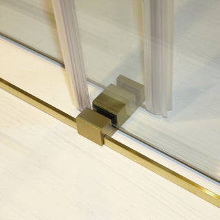 Sunvega Frameless Double Sliding Shower Door with 304 Stainless Steel Brushed Gold