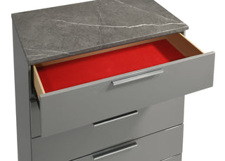 Sunvega Mist Chest White High-Gloss Lacquer Finish with Five Smooth-Glide Drawers