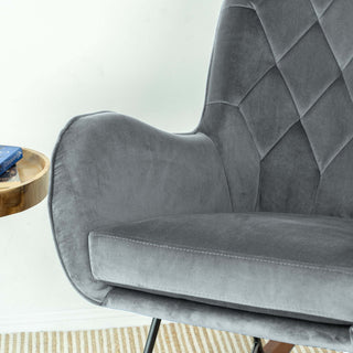 Sunvega Mid Century Modern Dark Grey Rocking Chair for Bedroom and Living Room