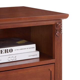 Sunvega Mid-Century Modern Dresser Nightstand with Charging Station and 2 Drawers
