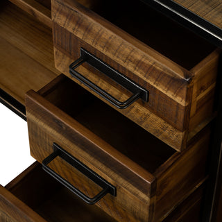 Sunvega Antique Acacia Finish Buffet Cabinet with Soft Close Drawers for Living Room