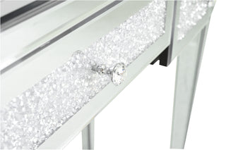 Sunvega Mirrored Makeup Vanity Desk with Crushed Diamond Inlay and Flip-Top Mirror