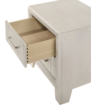 Sunvega Contemporary White Beige Finish Wooden Nightstand with Two Drawers