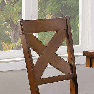 Sunvega Espresso PU Cushion Armless Side Chair with X-Shape Wooden Backrest