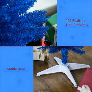 Sunvega Pencil Artificial Xmas Tree with Faux Snow Flocked Full Branch Tips Flame-retardant