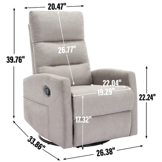 Sunvega Manual Recliner Chair with 360 Degree Swivel and Rocking Function in Grey Fabric