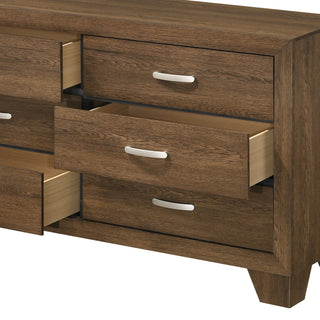 Sunvega Modern Oak Finish Dresser with Six Spacious Drawers for Bedroom