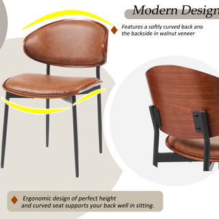 Sunvega Italian Mid-Century Modern Dining Chairs Set of 2 with PU Leather Seating