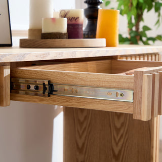 Sunvega Curved Entryway Console Table With Drawer and Unique Vertical Stripe Design