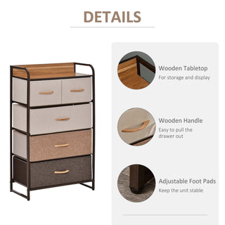 Sunvega 5-Drawer Foldable Storage Dresser with Fabric Drawers and Steel Frame