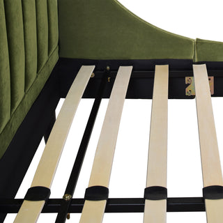 Sunvega Handmade Vertical Tufted Headboard Platform Bed Set in Light Beige Linen